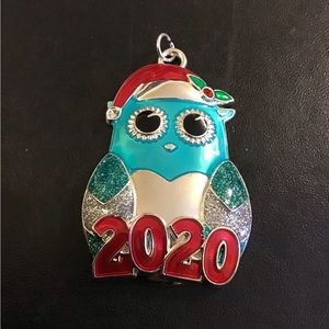 HARVEY LEWIS 2020 ENAMEL CHRISTMAS ORNAMENT OWL SANTA HAT NWOB